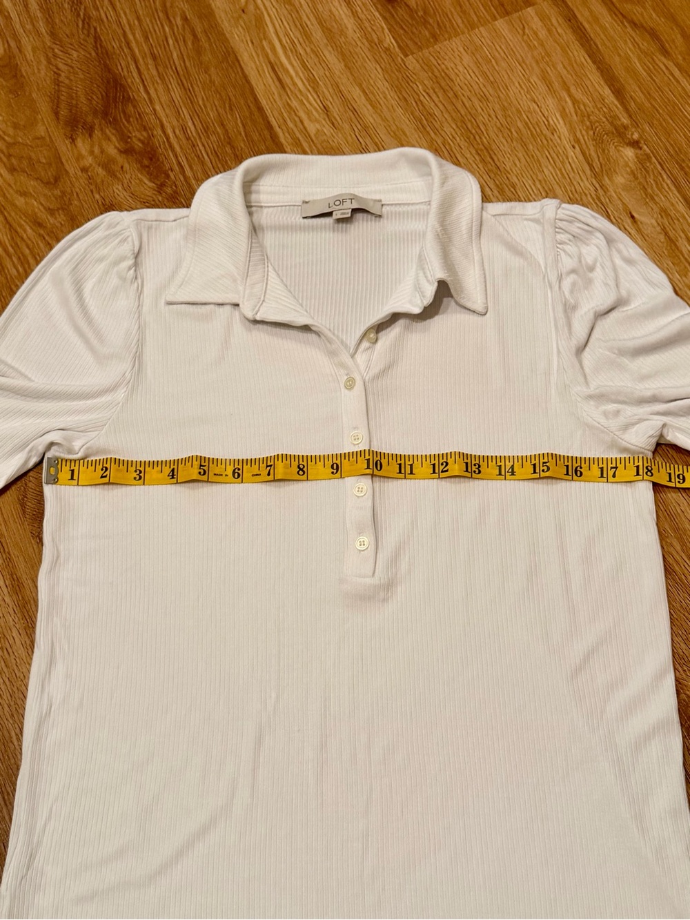 LOFT White Stretch Ribbed Polo - Picture 3 of 4